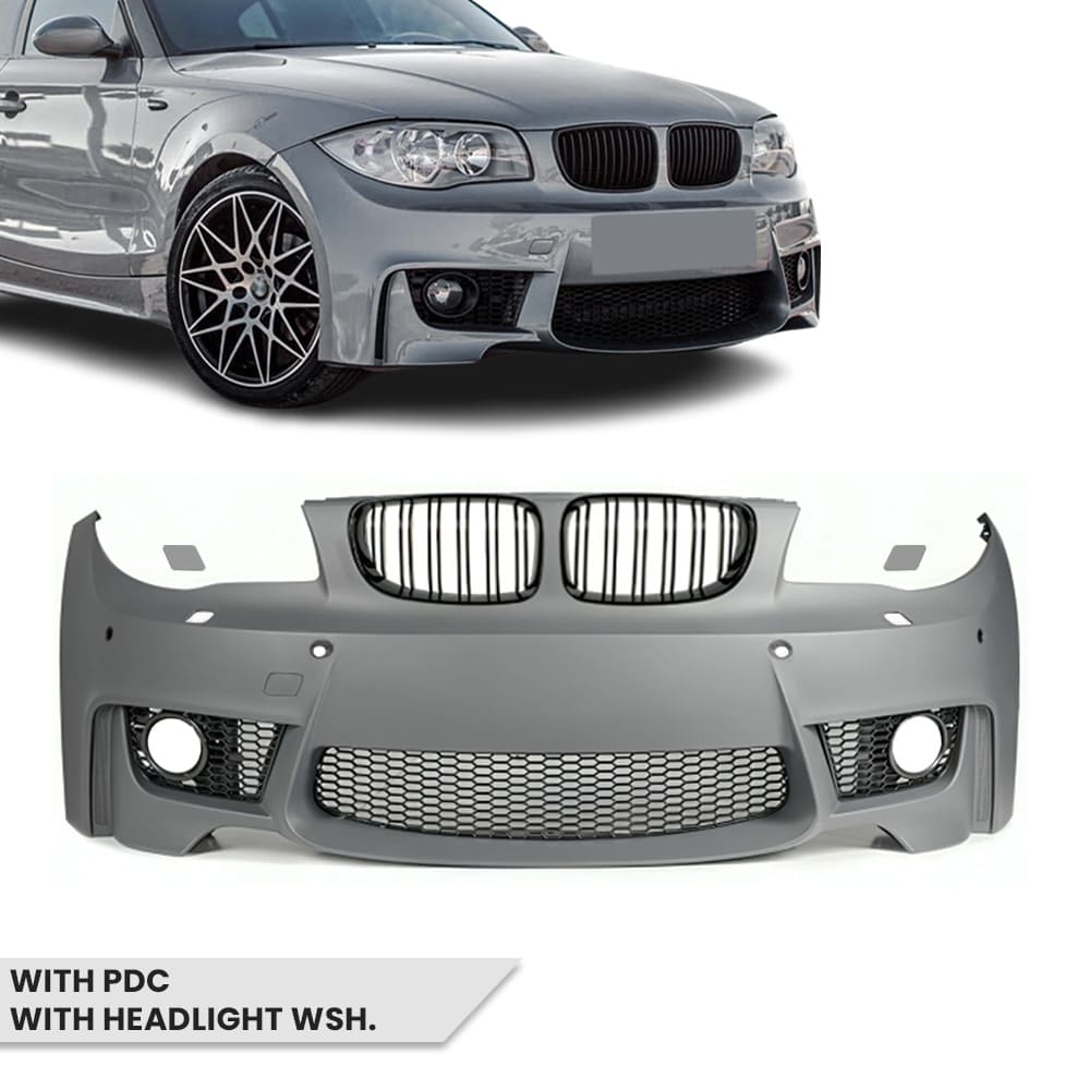 1M style Front Bumper for BMW E81 / E82 / E87 / E88 (04-13), without PDC and without washer holes, with fog lights