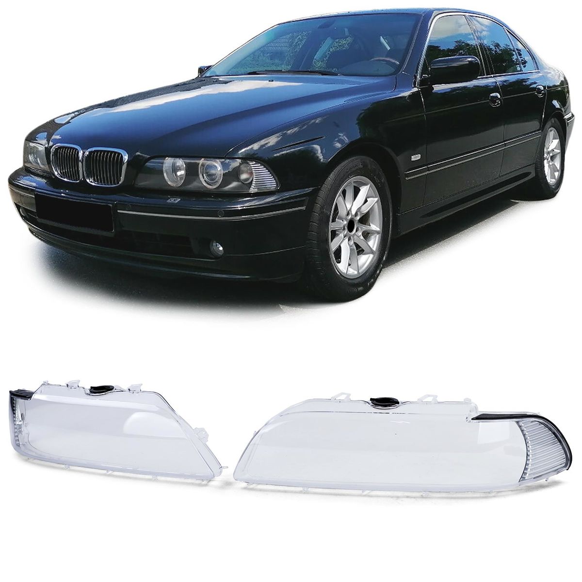 Headlight glasses/ Clear lenses Pair (2pcs) For BMW E39 00-03 + M5