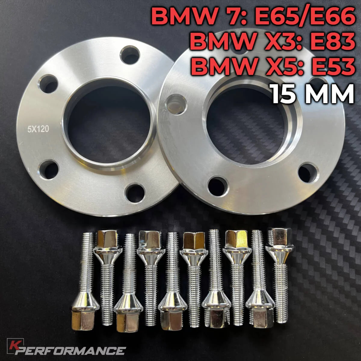 Wheel Spacer Kit With Bolts 5×120 / 72.6 – BMW E65, E83, E53 (15MM)