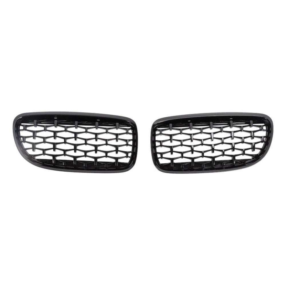 Diamond Front kidney Grille set for BMW E90 / E91 LCI (08-11), glossy black
