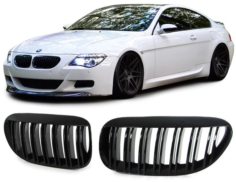 Gloss Black Sport Grills / Kidneys for BMW 6 Series E63 E64 03-10
