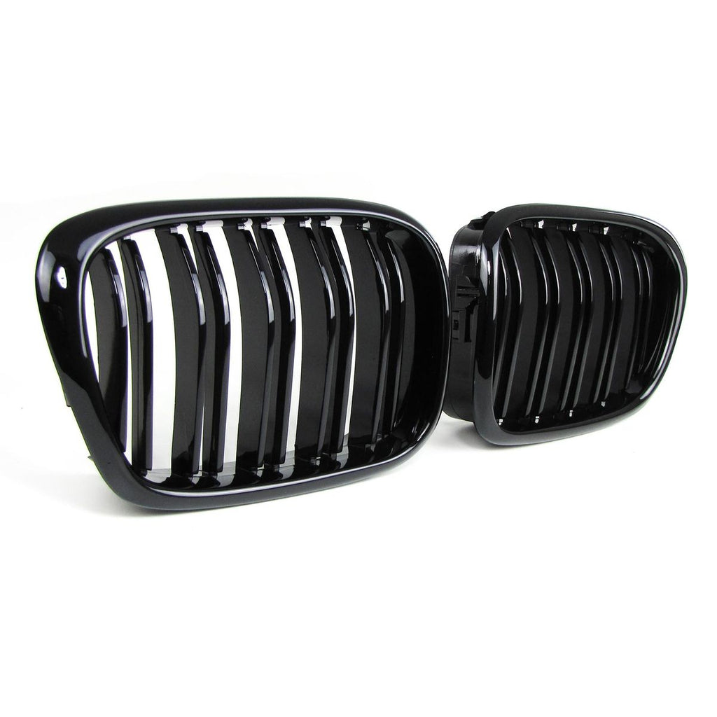 M Look Double Bar Black Gloss Kidney Grills For BMW E39