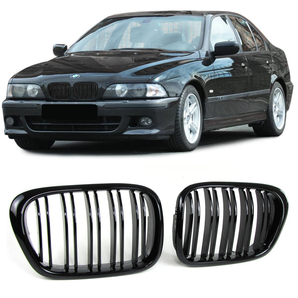 M Look Double Bar Black Gloss Kidney Grills For BMW E39