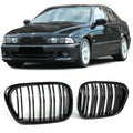 M Look Double Bar Black Gloss Kidney Grills For BMW E39