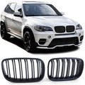 ///M Look Black Matt Front Grills/ Kidneys For BMW X5 E70 / X6 E71