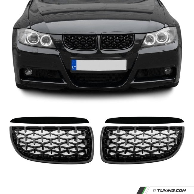 Diamond Kidney Grille Set for BMW E90/E91 Pre-LCI