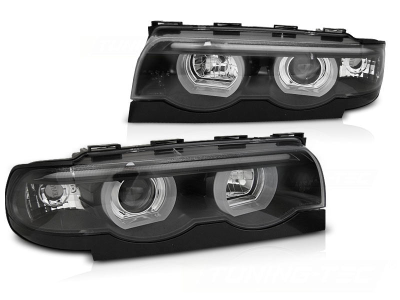 HEADLIGHTS ANGEL EYES LED 3D BLACK fits BMW E38 94-01