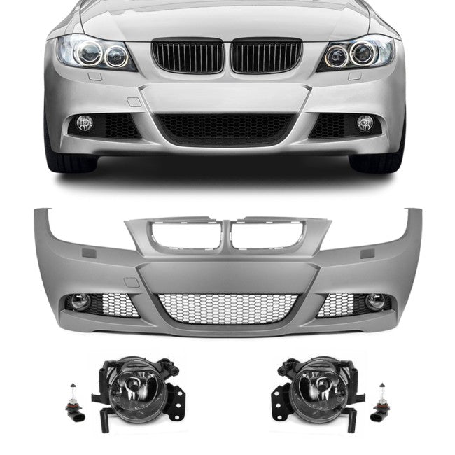 M-Pack LCI-look Front Bumper for BMW E90 / E91 PRE-LCI (05-08), with clear fog lights