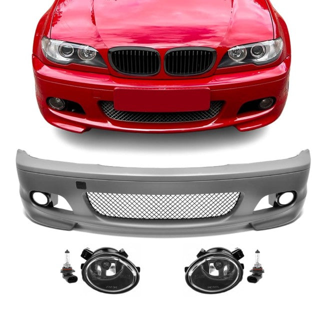 M-Tech Front Bumper for BMW E46 (99-06) coupe / cabrio, with clear fog lights