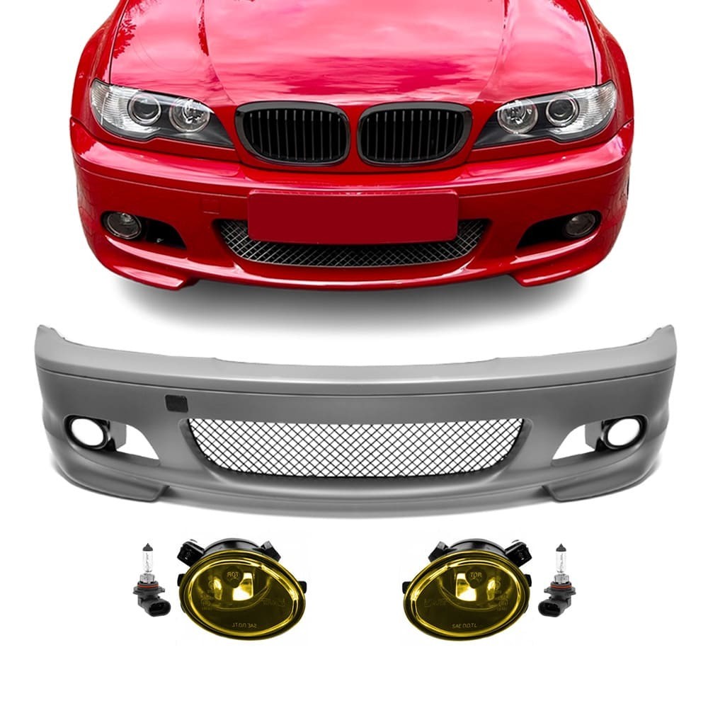 M-Tech Front Bumper w/ Yellow Fog Lights for BMW E46