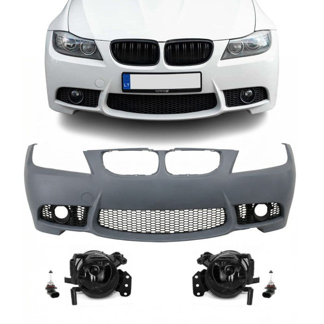 M3 style Front Bumper for BMW E90 / E91 (05-08), without PDC, without washer holes, with clear fog lights