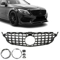 Panamericana GT-style Front Grille for Mercedes W205 / S205 / C205 (14-21), chrome + black