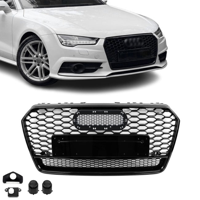 RS-style Front Grille for Audi A7 C7.5 / S7 C7.5 (14-18) facelift, glossy black