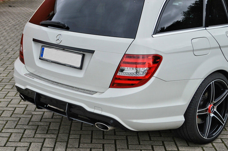 Performance Rear Bumper diffuser addon with ribs fins For Mercedes C-Class W204 / S204 Sport-Line 2011-2015