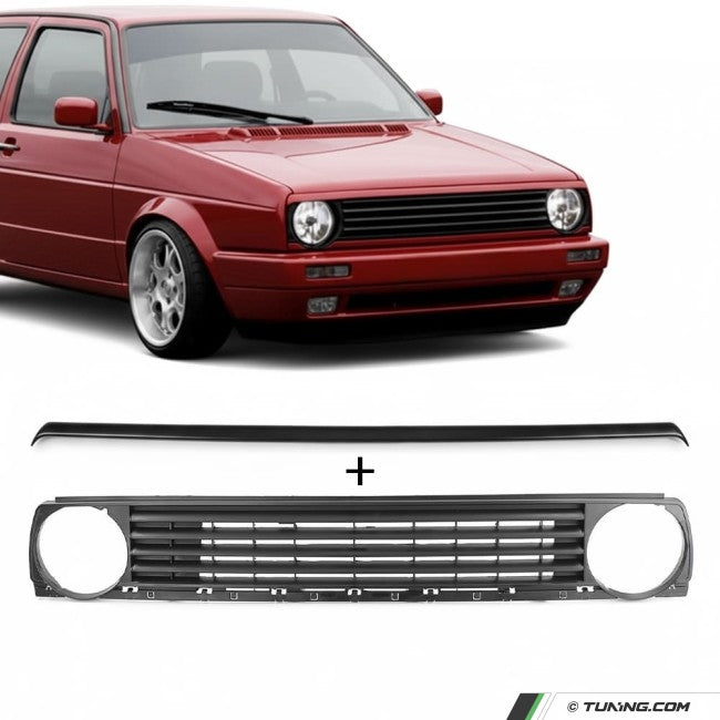 Badgeless Grille and Eyebrow for VW Golf MK2